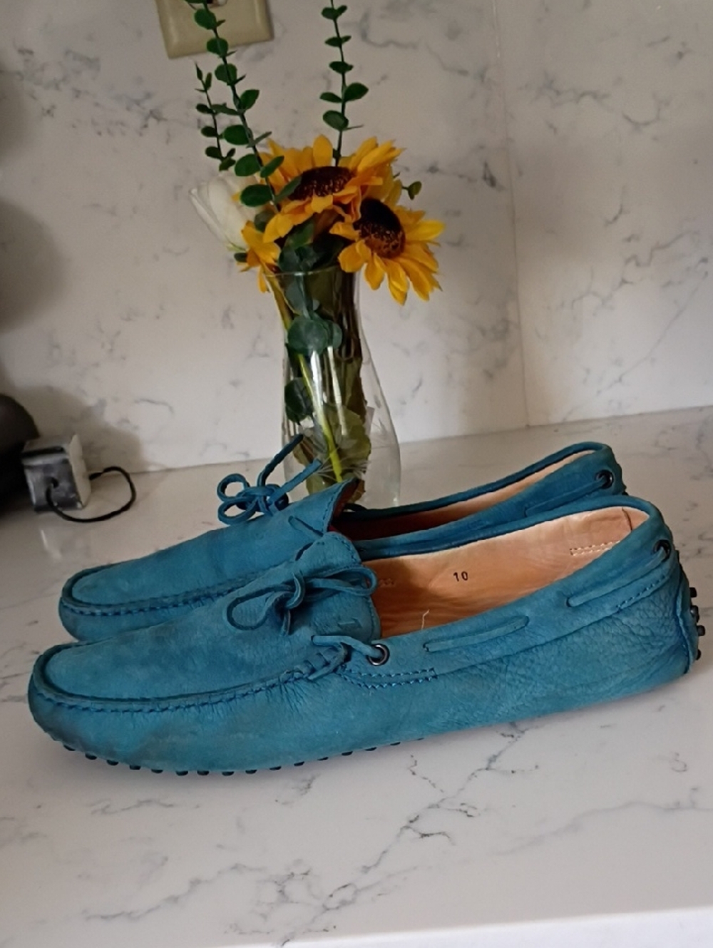 TOD'S Men's Teal Suede Driving Loafers - Classic Slip-On Style